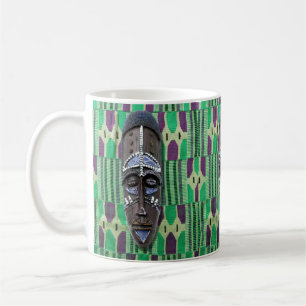 Masque Tribal Africain Vert Bleu Purple Café Mug