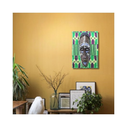 Masque tribal africain vert violet impression sur