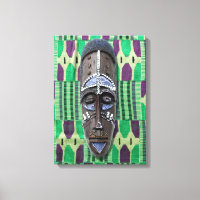 Masque Tribal Africain Vert Violet toile Imprimer