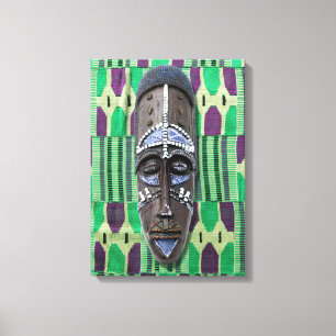Masque Tribal Africain Vert Violet toile Imprimer
