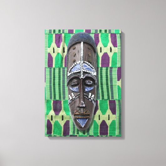 Masque Tribal Africain Vert Violet toile Imprimer (Recto)