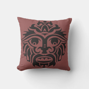 Masque tribal - Oreiller de 16 po x 16 po 