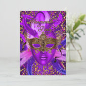 Masque Violet et Or Invitation à une Soirée Masqué (Debout devant)