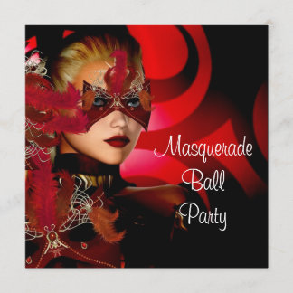 Masquerade Bal Feestmasker Zwart Rood Meisje 2 Kaart