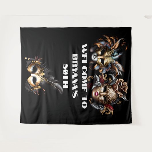 Masquerade bal gezichtsmaskers elegant man lady ch wandkleed (Voorkant (horizontaal))