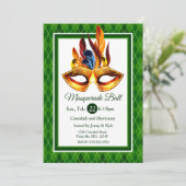 Masquerade Bal, groen argyle Kaart (Staand voorkant)