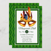 Masquerade Bal, groen argyle Kaart (Voorkant / Achterkant)