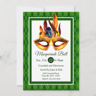 Masquerade Bal, groen argyle Kaart