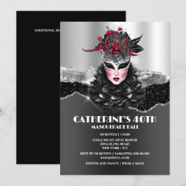 Masquerade bal meisjes verjaardag elegante glam ma kaart