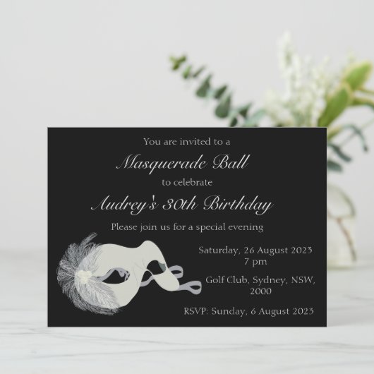 Masquerade bal uitnodiging (Staand voorkant)