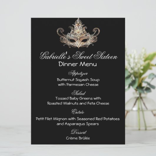 Masquerade Ball Dinner Menu (Staand voorkant)