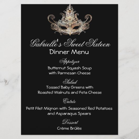Masquerade Ball Dinner Menu (Voorkant)