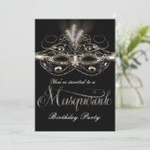 MASQUERADE BALL Élégante Black Party Invitations (Debout devant)