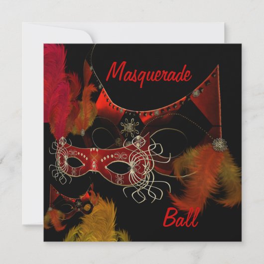 Masquerade Ball Masques Rouge Black Invitation Par (Devant)