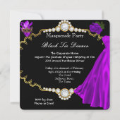 Masquerade Ball Paars Black Stropdas Dinner Party Kaart (Achterkant)