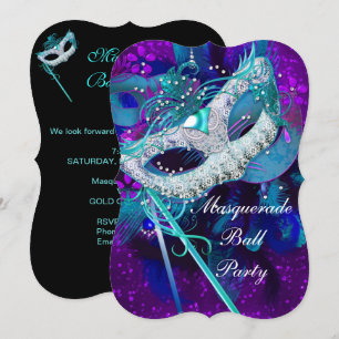 Masquerade Ball Party Blauwgroen blauwe Paarse mas Kaart