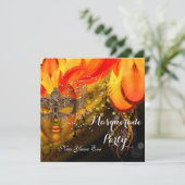 Masquerade Ball Party Gold Oranje gele maskers Kaart (Staand voorkant)