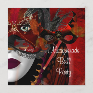 Masquerade Ball Party Mask Zwart Rood Meisje 2 Kaart