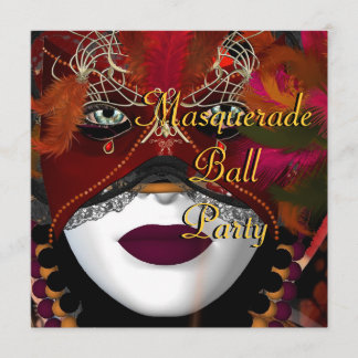 Masquerade Ball Party Masker Black Red 2 Kaart