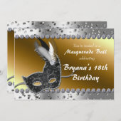 Masquerade Ball Party Silver Gold Uitnodiging (Voorkant / Achterkant)