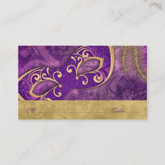 Masquerade Ball Purple Gold Mariage Cartes de Plac (Devant)
