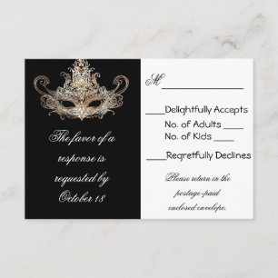 Masquerade Ball-reactiekaarten RSVP Kaartje