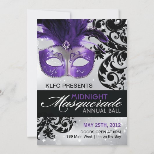 Masquerade Ball-uitnodiging Kaart (Voorkant)