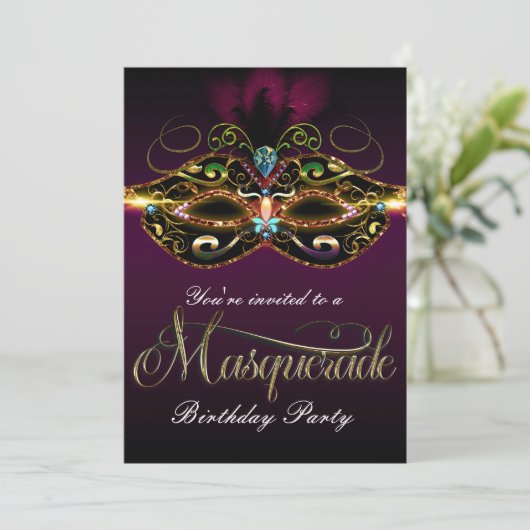 MASQUERADE BALL violet Coloré Invitations (Debout devant)