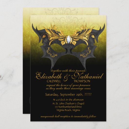 Masquerade Ball Wedding Uitnodiging (Voorkant / Achterkant)