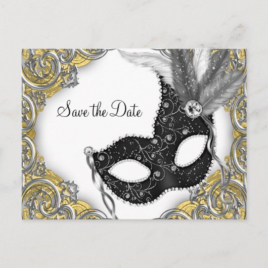 Masquerade Bewaar de datum Aankondigingskaart (Voorkant)