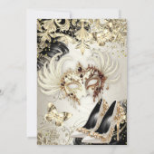 Masquerade birthday Gold Black Cream Butterfly Kaart (Achterkant)