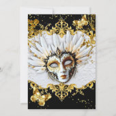 Masquerade birthday Party Gold Black White Mask Kaart (Achterkant)