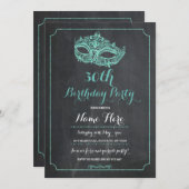 MASQUERADE Birthday Party Mask Invitation 40e 30 (Devant / Derrière)