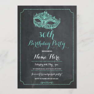MASQUERADE Birthday Party Mask Invitation 40e 30