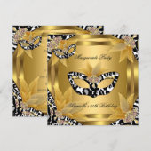 Masquerade Birthday Party Masker Wild Gold Black Kaart (Voorkant / Achterkant)