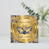 Masquerade Birthday Party Masker Wild Gold Black Kaart (Staand voorkant)