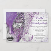 Masquerade Birthday Party-uitnodigingen Kaart (Voorkant)