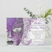 Masquerade Birthday Party-uitnodigingen Kaart (Staand voorkant)