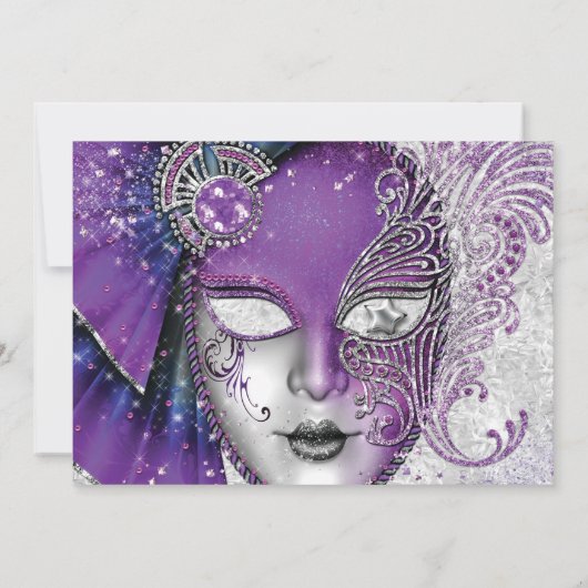 Masquerade Birthday Party-uitnodigingen Kaart (Achterkant)
