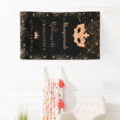 Masquerade Black glitter stof Quinceanera Spandoek (Insitu)