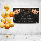Masquerade Black glitter-stofverjaarfeest Spandoek