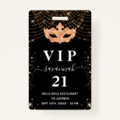 Masquerade Black glitter vip uitnodiging badge (Voorkant)