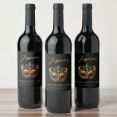 Masquerade Black Gold Birthday Wijn Etiket