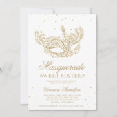 Masquerade black gold glitter mask Sweet 16 Kaart (Voorkant)