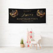 Masquerade Black Gold Verjaardag Welkom Spandoek (Insitu)