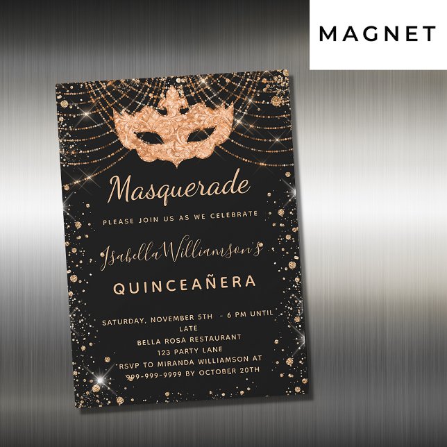 Masquerade black Quinceanera nodigmagnet (Creator heeft geüpload)