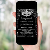Masquerade Black Silglitter-verjaardagsfeestje Kaart