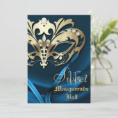 Masquerade Blue Jeweled 16 Invitation (Debout devant)