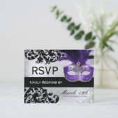 Masquerade bruiloft RSVP Kaarten (Staand voorkant)