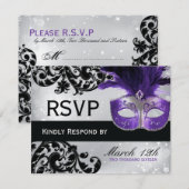Masquerade bruiloft RSVP Kaarten Kaartje (Voorkant / Achterkant)